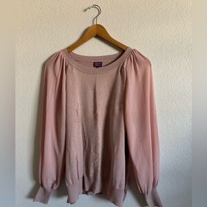 Plus Size Pink Long Sleeve Blouse